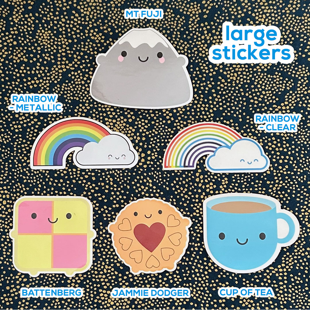 All large stickers with the character name displayed