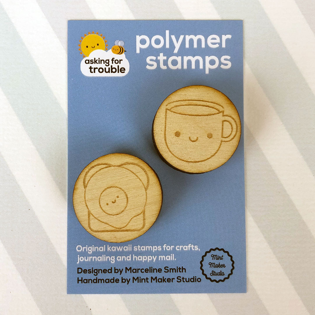 The 2 stamps together on an illustrated backing card