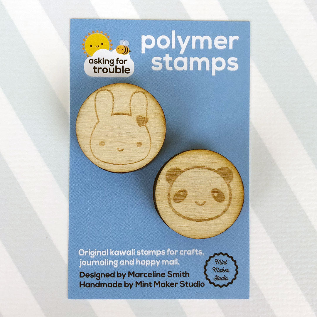 The 2 stamps together on an illustrated backing card