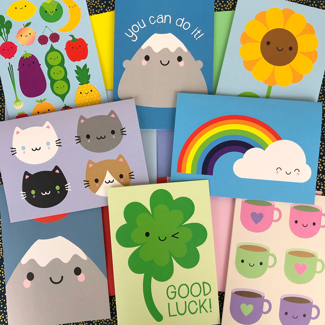 A selection of my colourful kawaii cards
