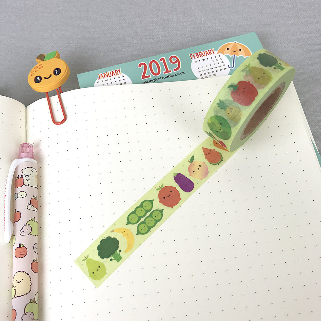 5 A Day Fruit & Vegetables Kawaii Washi Tape