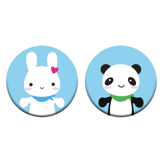 The 2 badge designs - Bunny & Panda