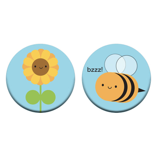 The 2 badge designs - Sunflower & Bumblebee