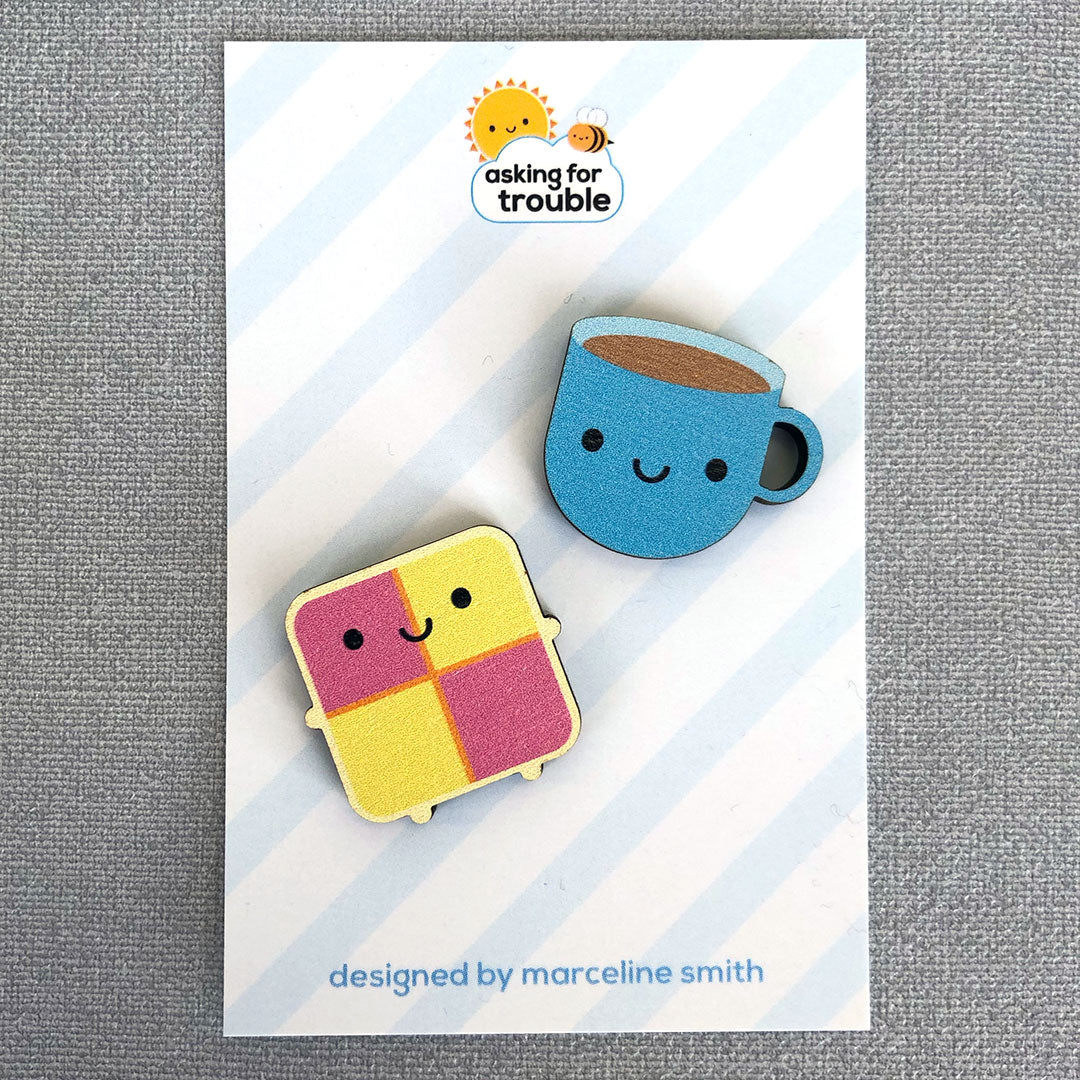 Blue Cup & Battenberg Cake packaged on an illustrated backing card