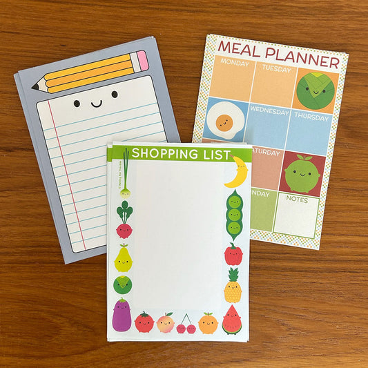 A few sheets from thel 3 notepad designs:  to-do list. meal planner and shopping list