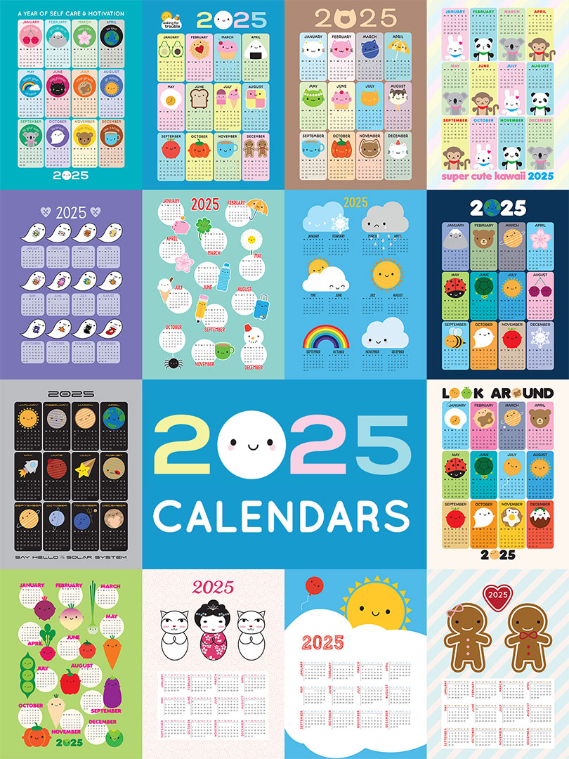 14 of my previous calendar designs, now updated to 2025