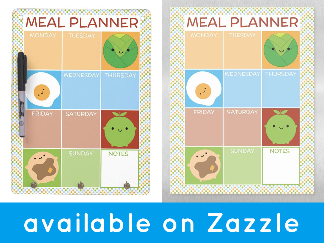 Meal Planner dry erase board and magnet available from Zazzle