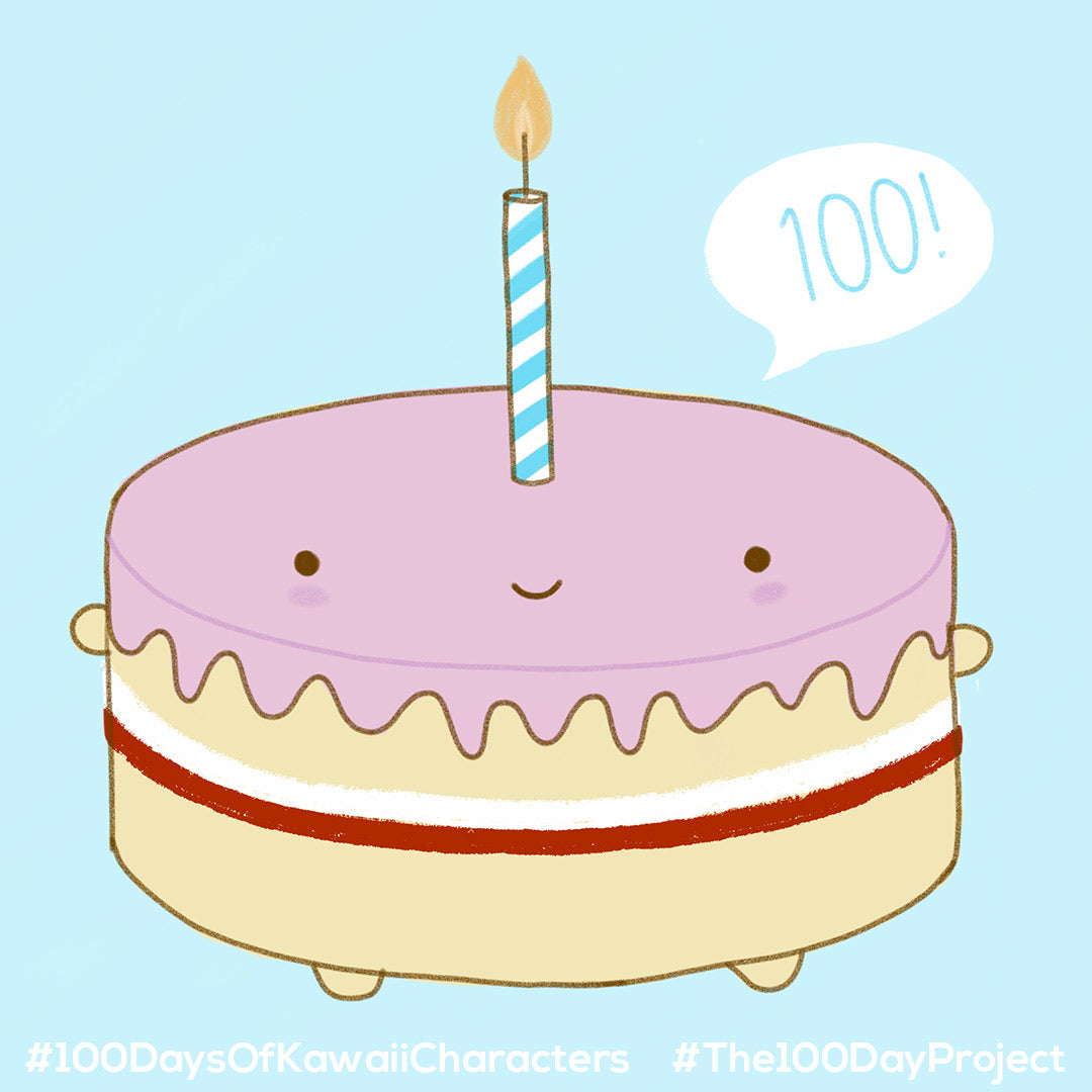 character #100 - a happy birthday cake with candle