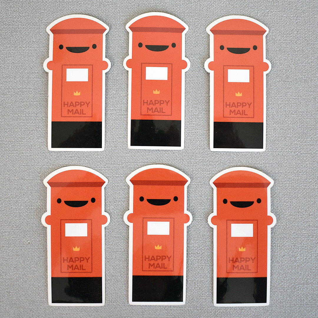 6 Postbox stickers arranged in a square