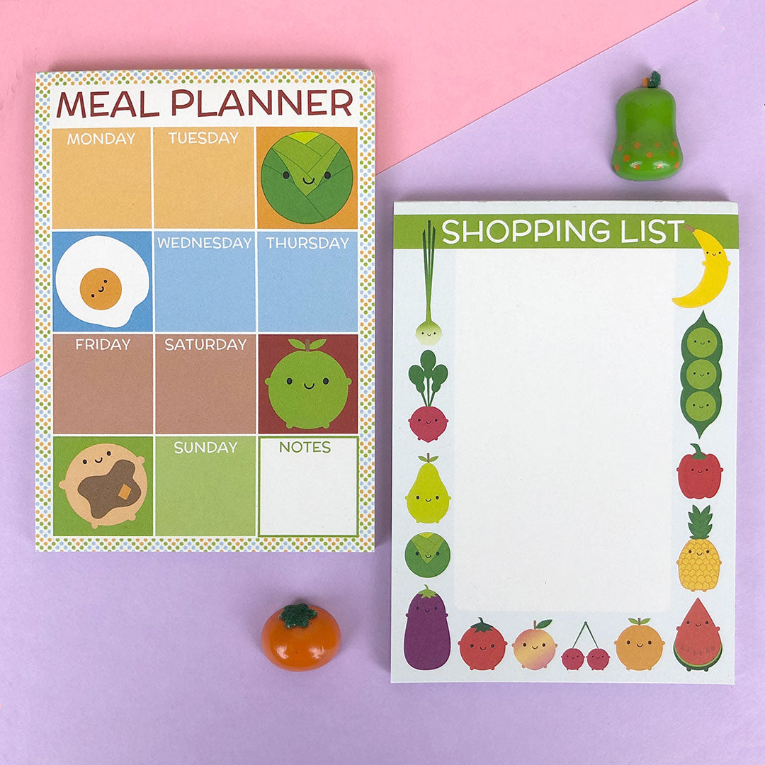 Meal planner and shopping list notepads as a set