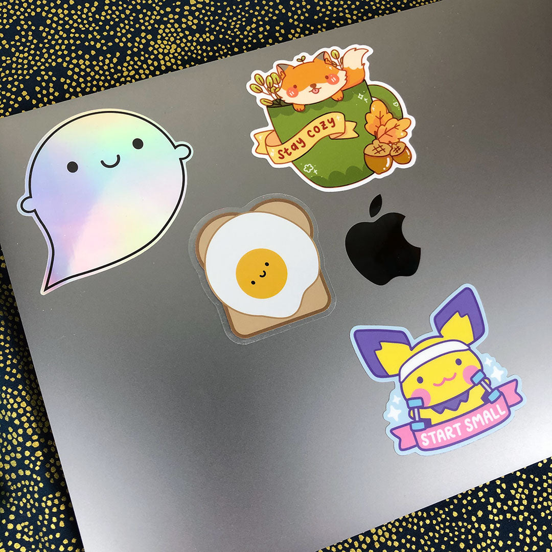 The vinyl sticker decorating a laptop