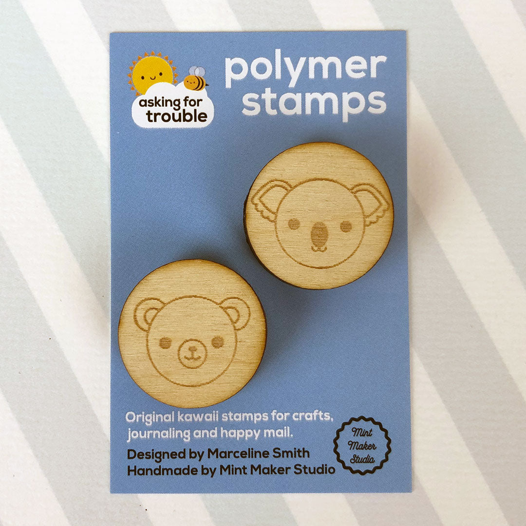 The 2 stamps together on an illustrated backing card