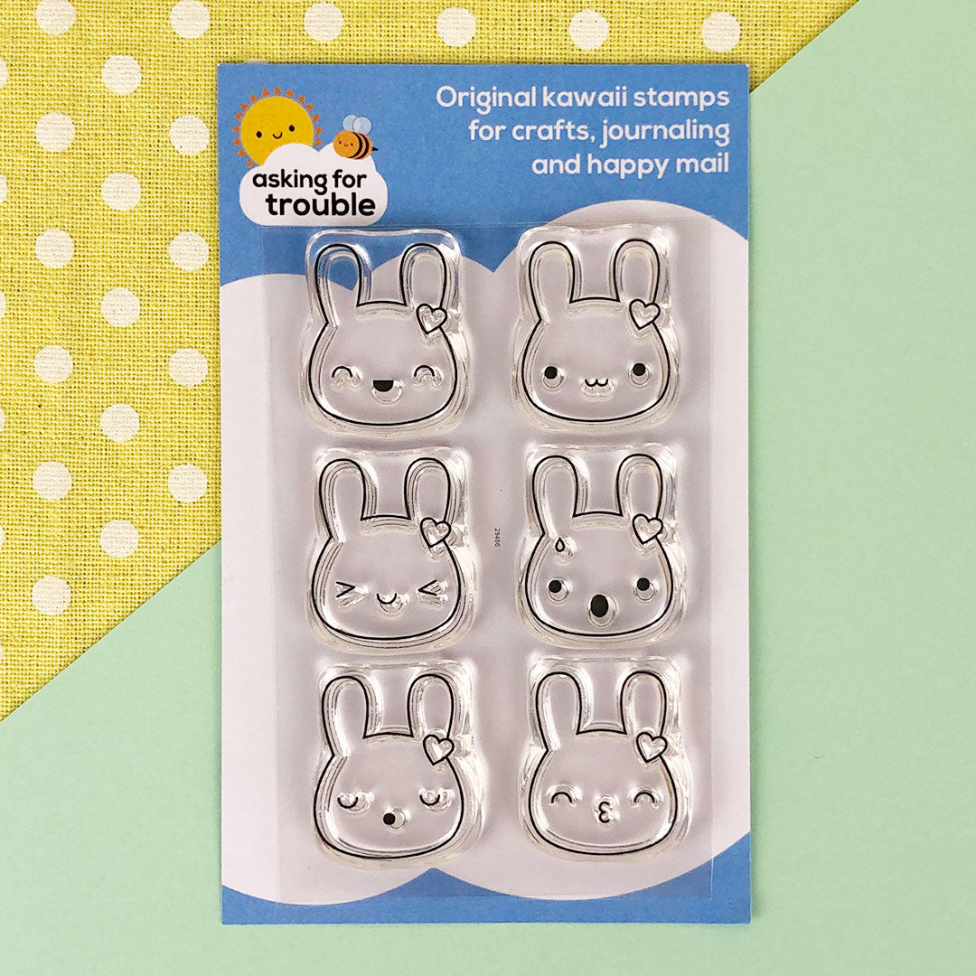 The Bunny Emotions stamp set with 6 cute expressions stamps