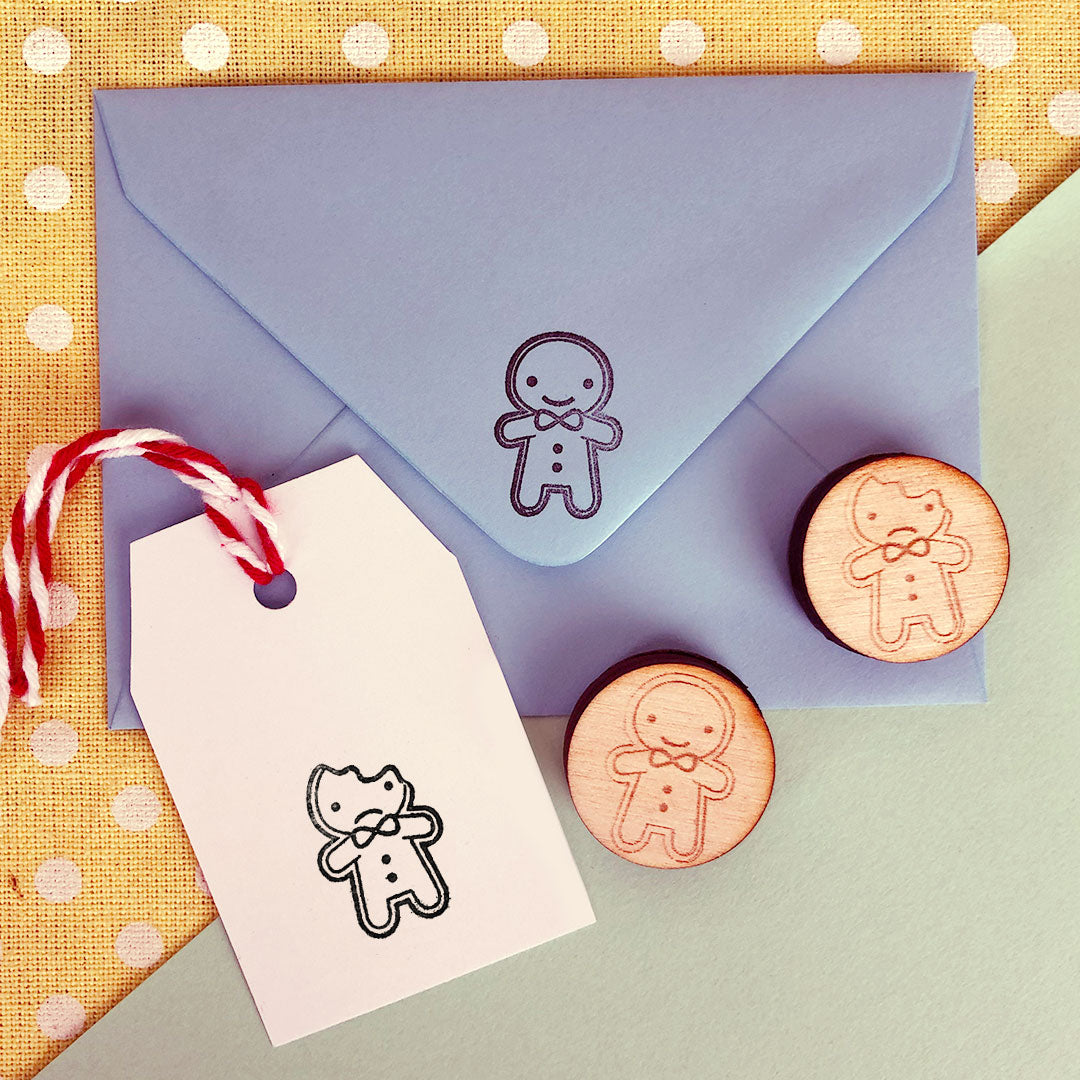 The Cookie Cute polymer stamps with stamped stationery and gift tag