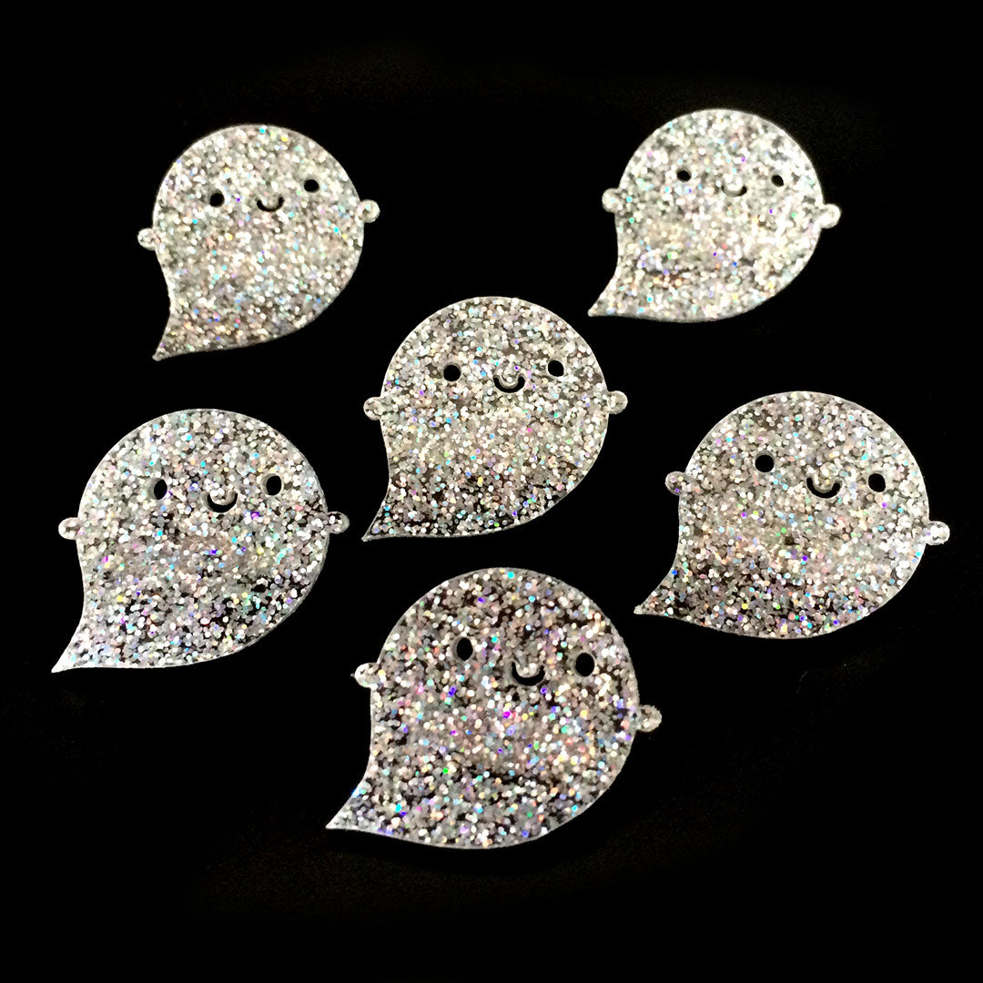 A group of 6 holographic Glitter Ghosts