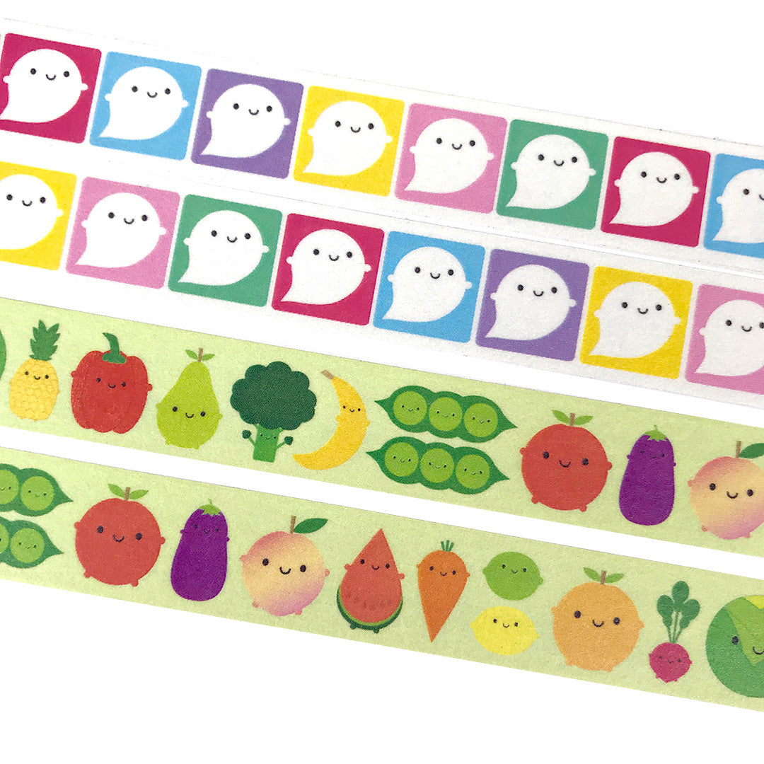 Strips of Rainbow Ghosts and 5 A Day washi tape