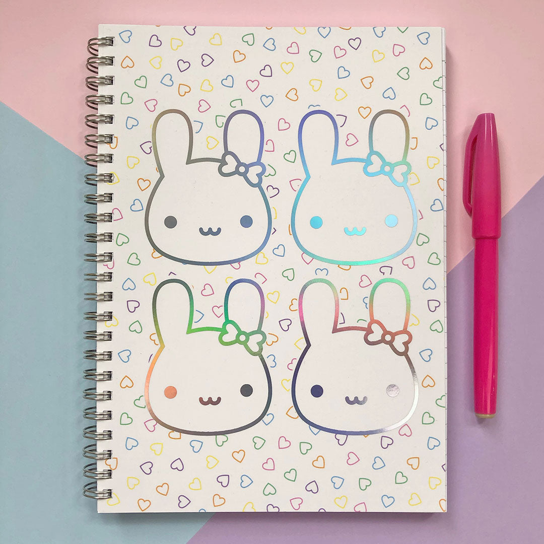 Bunny Bows Rainbow Foil Notebook – Asking For Trouble