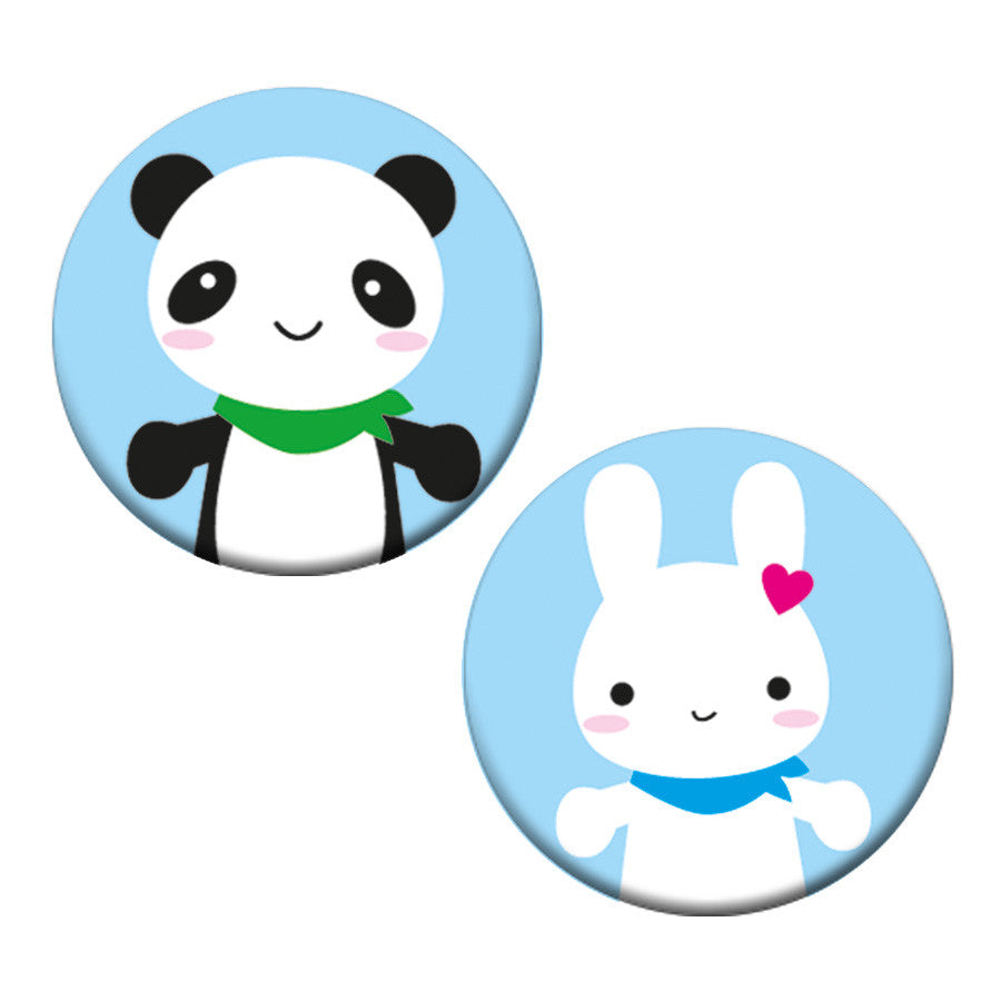 The 2 badge designs - Bunny & Panda