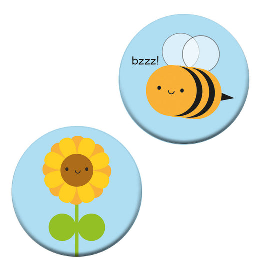The 2 badge designs - Sunflower & Bumblebee