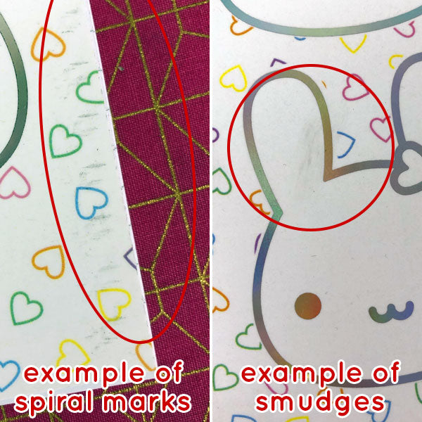 Examples of Bunny notebook seconds -smudges and marks