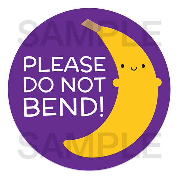 Sample image of the illustration - a kawaii banana and 'Please do not bend!' text
