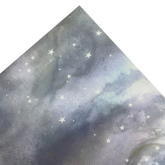 Aida fabric digitally printed with a cool galaxy style design and white stars