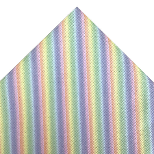 Aida fabric digitally printed with a bright rainbow stripe