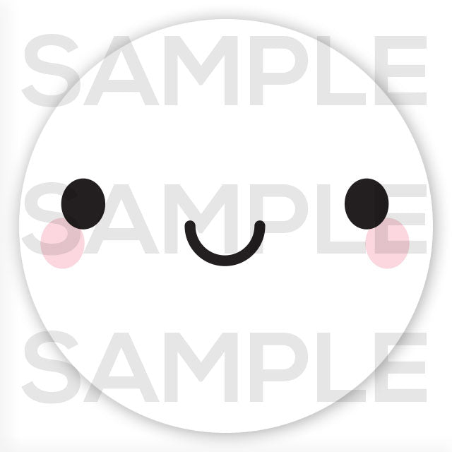 Sample image of the illustration - a happy face with pink cheeks on white